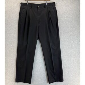 Haggar Pleated Dress Pants Trousers Classic Fit Black Straight Mens Size 38 x 34